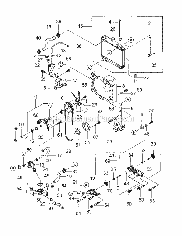 Fd791d-As04 Cooling Equipment Diagram and Parts List for M60-KW 53AB5GFX750 Cub Cadet Sprayer